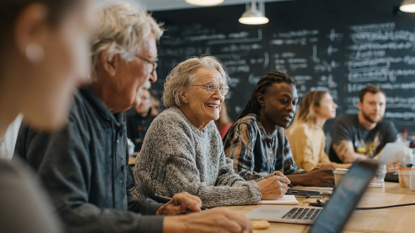 Seniors learning together in a warm, friendly classroom setting